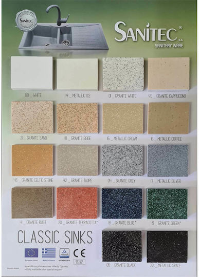 Sanitec Classic Drop-In Spüle Links aus Verbundgranulat B115xT50cm Granite Green