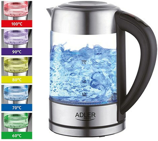 Adler Βραστήρας 1.7lt 2200W Ασημί
