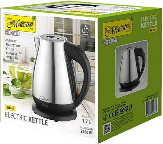 Maestro Електрическа Кана 1.7л 2200W Сребриста