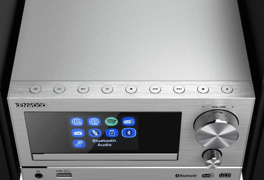 Kenwood Ηχοσύστημα 2.0 M-7000S M-7000S-S 60W με CD / Digital Media Player, WiFi και Bluetooth Ασημί