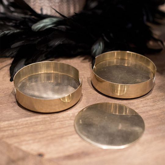 InTheBox Coal Round Coaster Metallic Gold 11cm 4pcs