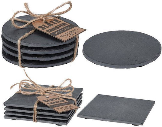 Zaros Rotund Suporturi pentru pahare Piatră Negru 10cm 4buc Zaros Rotund Suporturi pentru pahare Piatră Negru 10cm 4buc
