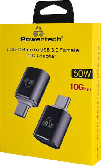 Powertech Converter USB-C male to USB-A female Gray 1pcs PTR-0148