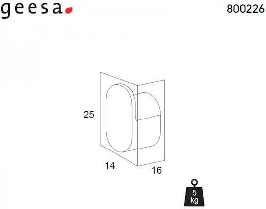 Geesa Άγκιστρο Μπάνιου Μονό με Βίδες ​2.5x2.5cm Ασημί
