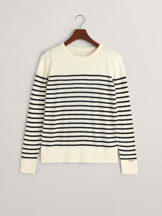 Gant Women's Sweater Striped Ecru