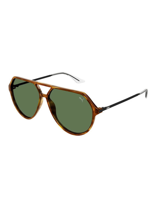 Puma Sunglasses with Brown Tartaruga Frame and Green Lens PU0459S 003