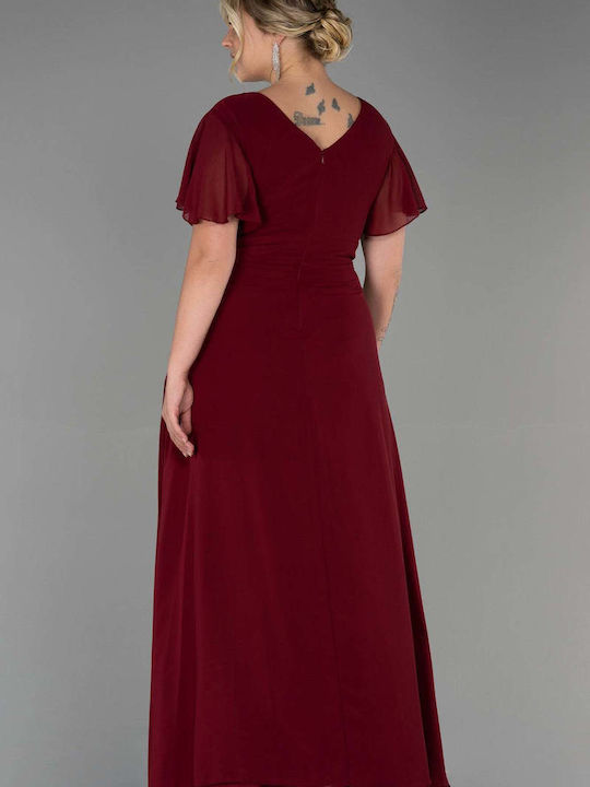 Bubble Chic Maxi Dress for Wedding / Baptism Bordeaux