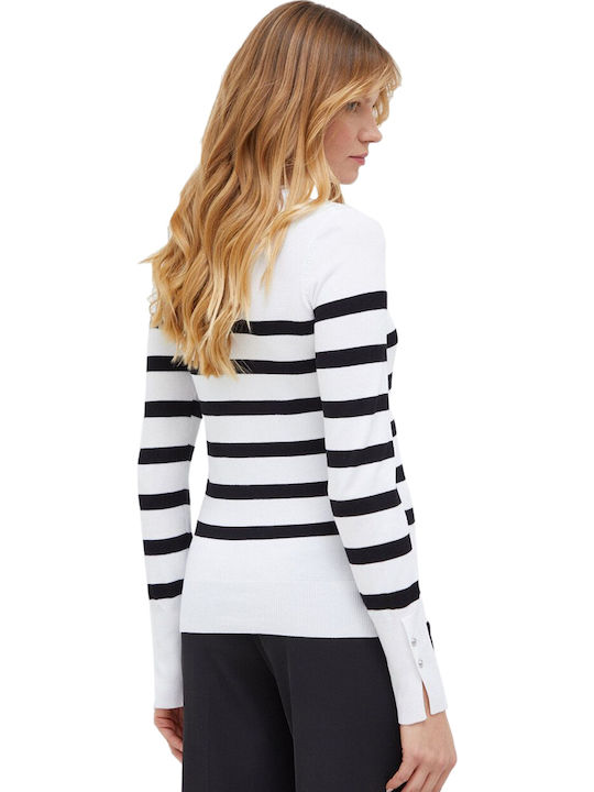 'elinor' Women's Long Sleeve Sweater Striped White