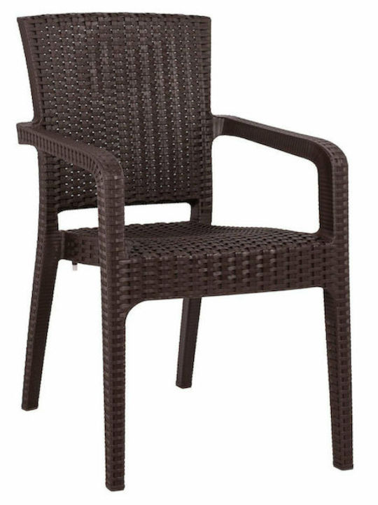 Σετ Τραπεζαρίας Εξωτερικού Χώρου Rattan 135x80x75 Καφέ 5τμχ