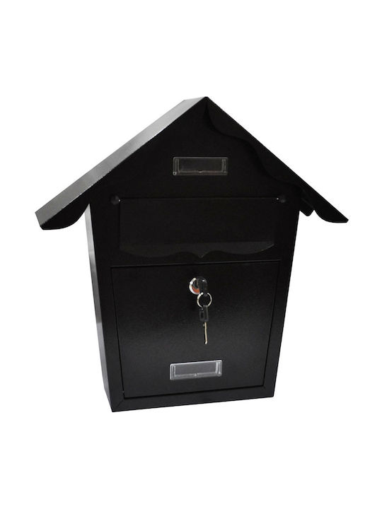Sidirela Häuschen Außenbereich Briefkasten Metallisch in Schwarz Farbe 37x13x37cm
