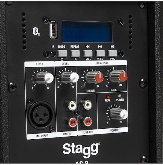 Stagg AS8 H00ST00012 Αυτοενισχυόμενο Ηχείο PA 125W με Woofer 8" 26x34x39εκ.