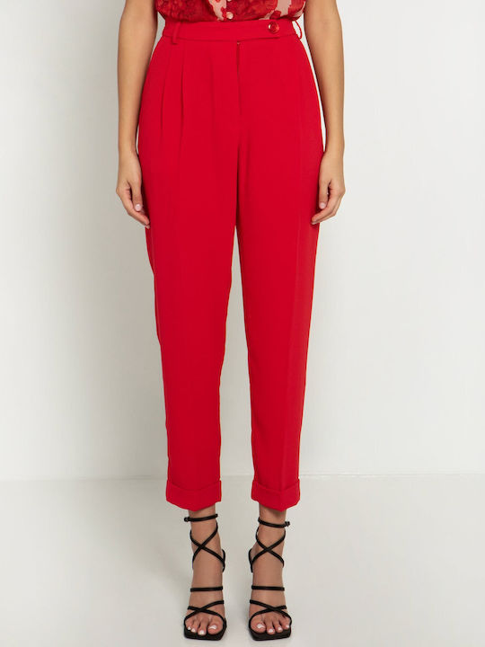 Toi&Moi Women's Fabric Trousers Red
