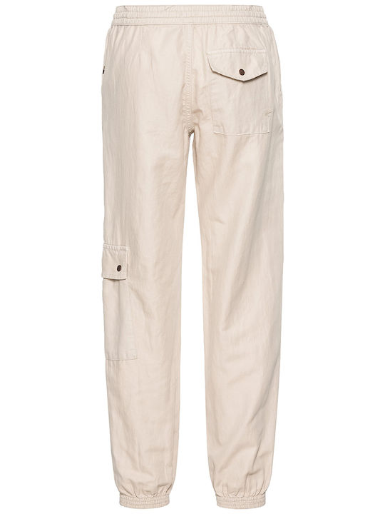 Camel Active Women's Fabric Cargo Trousers with Elastic in Loose Fit Beige