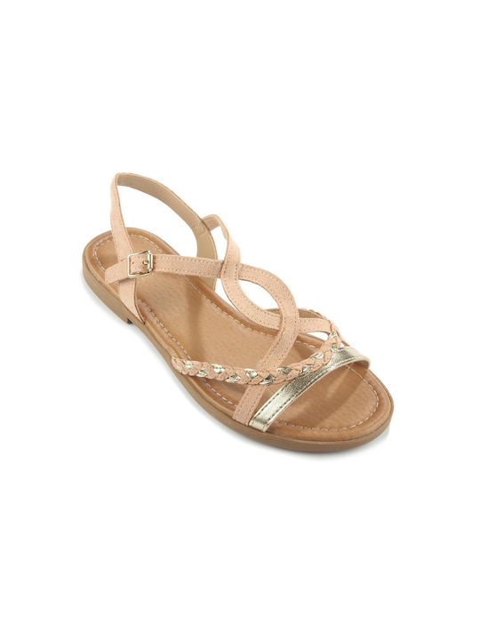 Fshoes Women's Flat Sandals in Beige Color