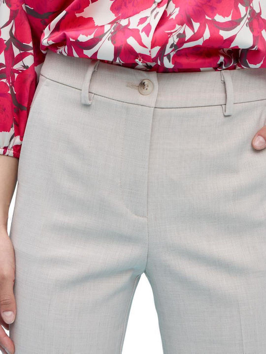 Women's High-waisted Fabric Trousers Beige