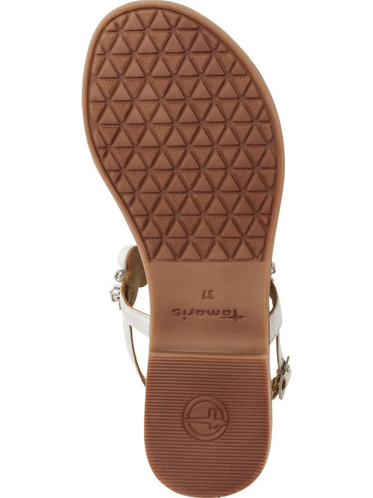 Leder Flache Sandalen für Damen in Weiß Farbe