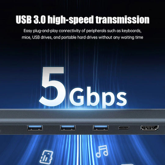 Powertech USB-C Docking Station with HDMI 4K PD Ethernet Gray (PTR-0152)
