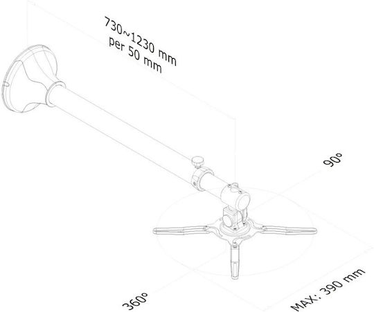 Neomounts Projector Mount Ceiling with Maximum Load Capacity of 12kg Silver