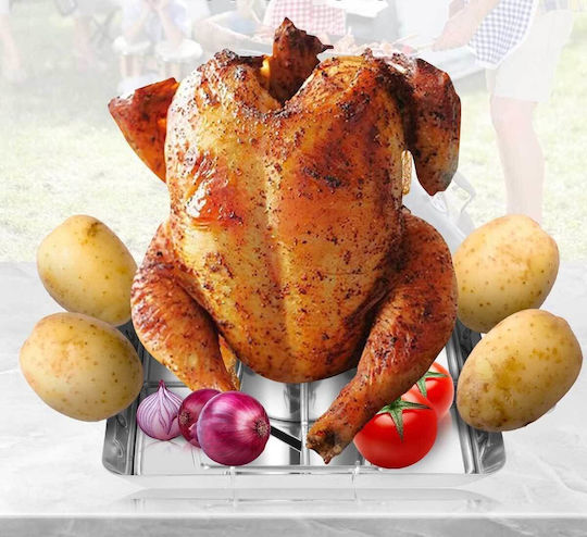 Amozo Kjj-0001 Chicken Roaster Set of Baking Bases for Chicken Made of Stainless Steel
