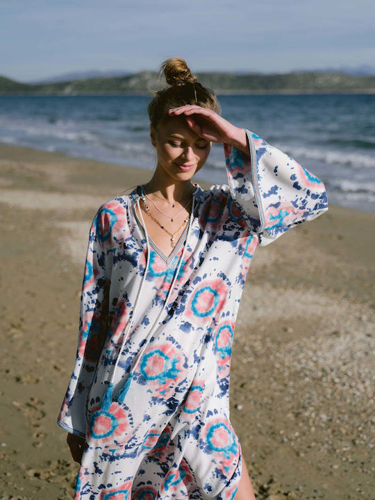 Achilleas Accessories Γυναικείο Μακρύ Καφτάνι Παραλίας Εμπριμέ