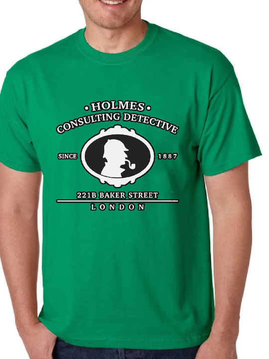 Fruit of the Loom Sherlock Holmes T-shirt Πράσινο Βαμβακερό
