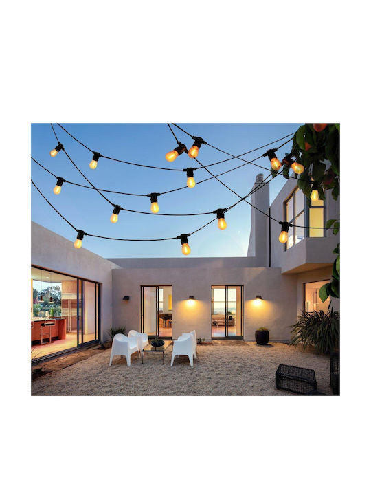 Polux Στεγανή Γιρλάντα Φωτισμού LED IP44 6.2m με 10 Λάμπες Θερμό Λευκό