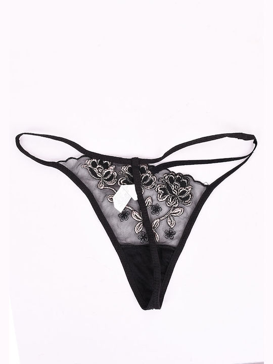 Hana Damen Zeichenfolge mit Spitze Black