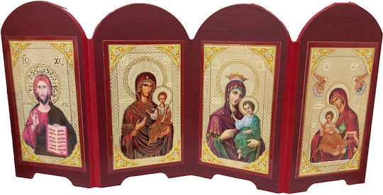 Четирикратно изображение Mdf Аз Дева Мария Христос 30x14cm