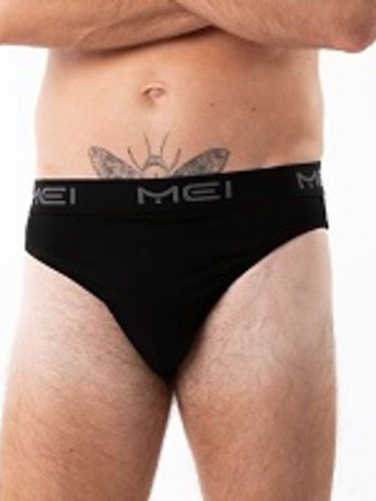 MEI Herren Slips Schwarz 2Packung