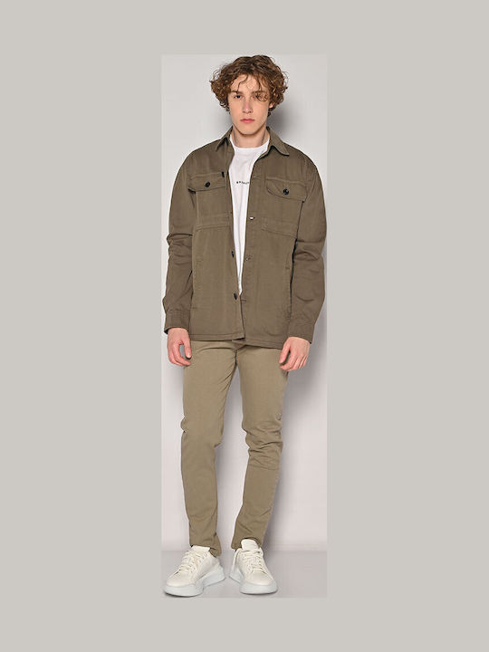 Men's Elastic Jeans Pants with Loose Fit Khaki