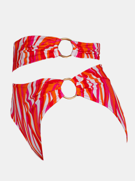 Γυναικείο Ψηλόμεσο Μαγιό Slip Rock Club Waves Print Σλιπ Κρίκους Regular Fit Lycra