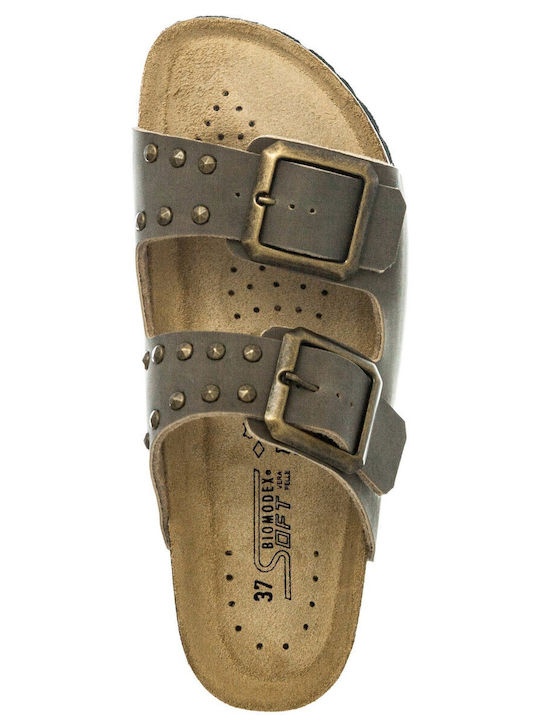 Flache Sandalen für Damen in Khaki Farbe