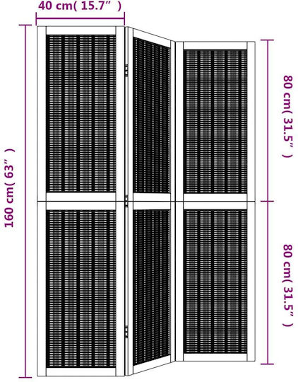 vidaXL Διακοσμητικό Παραβάν Ξύλινο με 3 Φύλλα 105x160cm