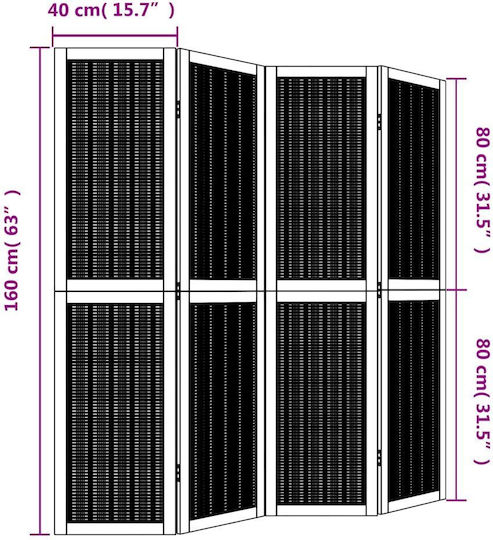 vidaXL Διακοσμητικό Παραβάν Ξύλινο με 4 Φύλλα 140x160cm
