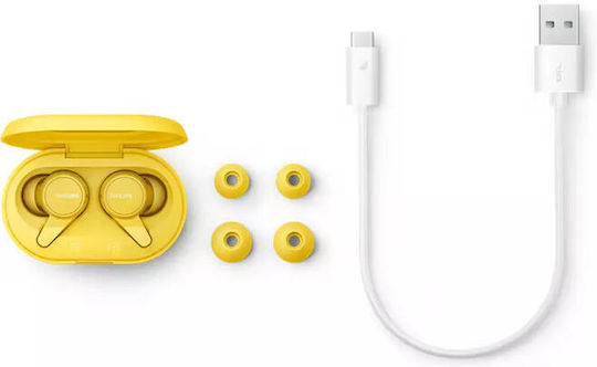 Philips TAT1207 In-Ear Bluetooth-Freisprecheinrichtung Kopfhörer mit Schweißresistenz und Ladeetui Gelb