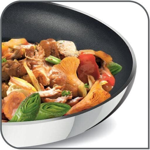 Tefal Cook Eat Σετ Τηγάνια από Ανοξείδωτο Ατσάλι Silver με Αντικολλητική Επίστρωση 2τμχ