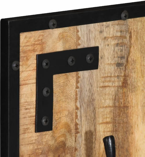 vidaXL Wooden Wall Hanger 4 Hooks Brown 35x8cm