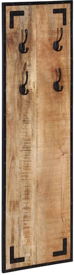 vidaXL Wooden Wall Hanger 4 Hooks Brown 35x8cm