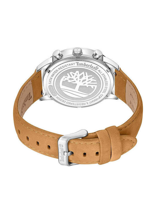 Timberland Men's Watch 44mm Chronograph Battery with Brown Leather Strap