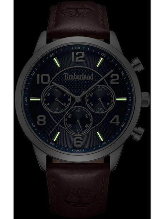 Timberland Men's Watch 44mm Chronograph Battery with Brown Leather Strap