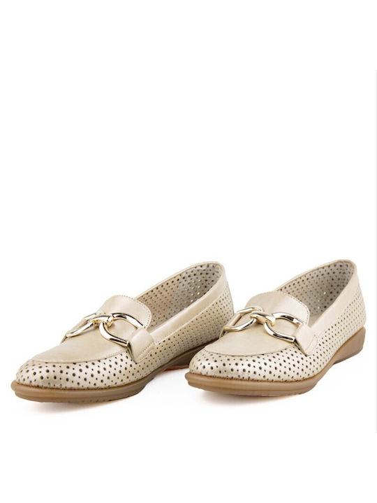 Relax Anatomic Leather Women's Moccasins in Beige Color