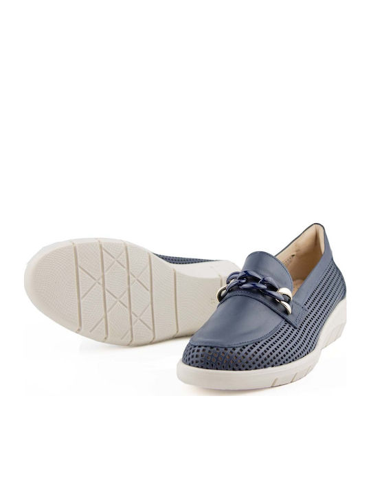 Leder Damen Mokassins in Blau Farbe