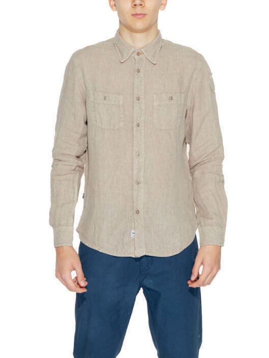 Blauer Men's Shirt Long Sleeve Linen Beige