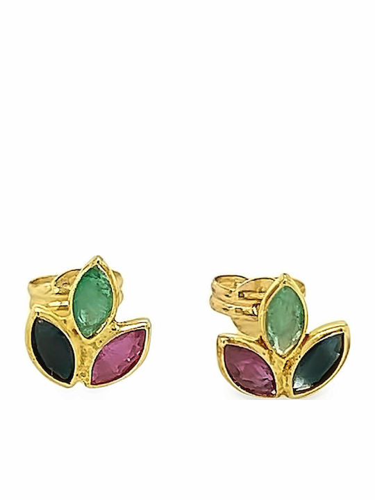 Xryseio Kids Earrings Studs with Stones from Gold 14K