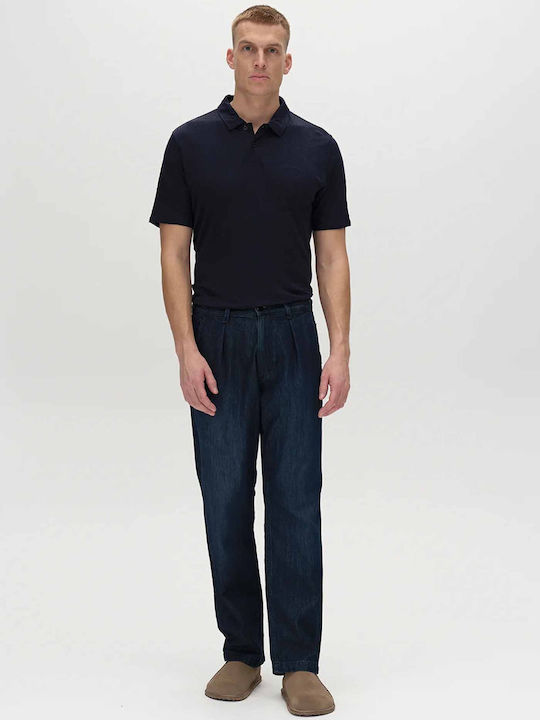 Kyoto Men's Jeans Pants Relaxed Tapered Fit Dark Blue
