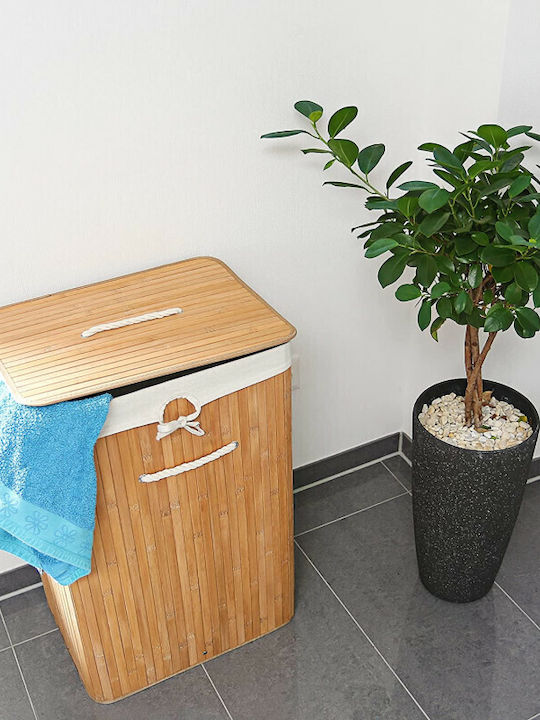 Relaxdays Καλάθι Απλύτων Bamboo Πτυσσόμενο με Καπάκι Καφέ