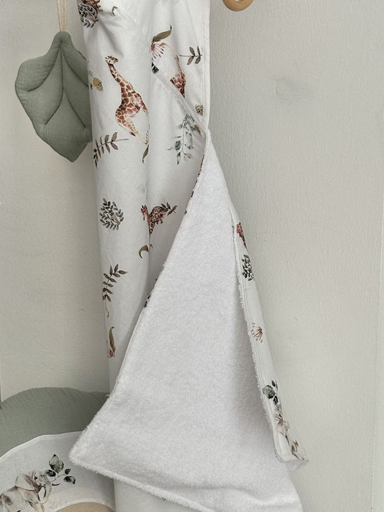 Velvet White Baby Bath Towel Hooded 70x70cm