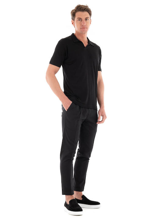 Paul Miranda Bluza Bărbătească cu Mânecă Scurtă Polo Black