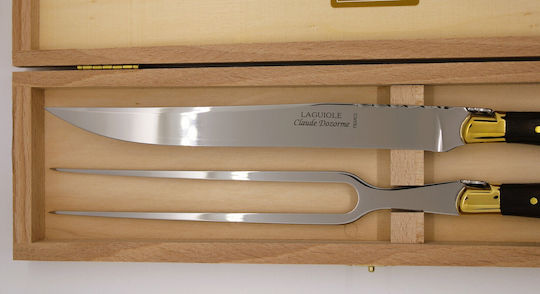 Claude Dozorme Laguiole De Table Vallernia Wood Set Cuțite din Oțel Inoxidabil 2buc