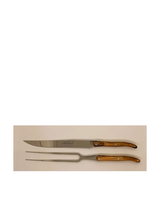 Claude Dozorme Laguiole Olive Wood Knife Set from Stainless Steel 2pcs